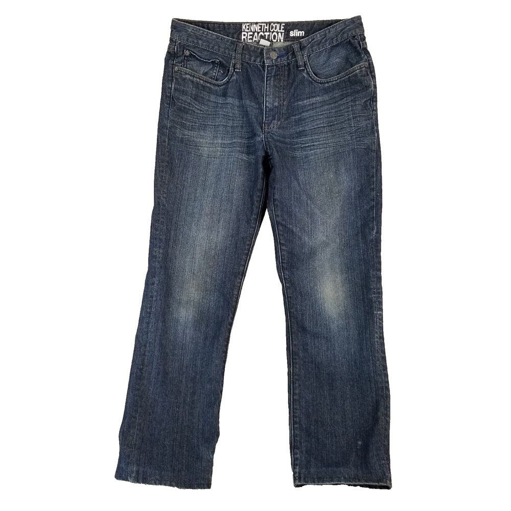 Kenneth Cole Jeans Mens 32x32 Blue Reaction Slim Straight Denim 100% Cotton